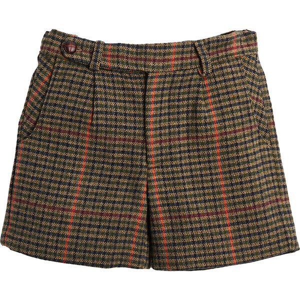 Houndstooth Leather Button Shorts, Brown - Pepa London Shorts | Maisonette | Maisonette