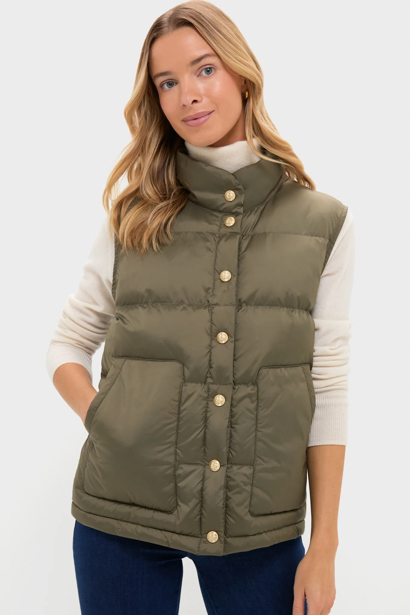 Olive Green Inez Puffer Vest | Tuckernuck (US)