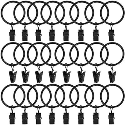 LLPJS Set of 60 Metal Curtain Rings with Clips, Heavy Duty Drapery Hanging Rings Clips, Curtain H... | Amazon (US)