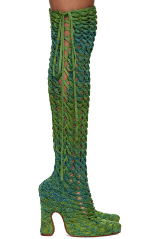 Isa Boulder - SSENSE Exclusive Blue & Green Spiral Tall Boots | SSENSE