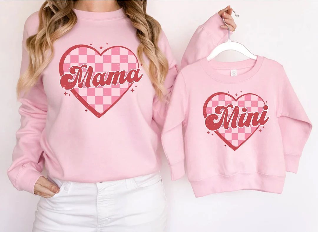 Retro Valentine Mama & Mini Checkered Heart Svg Png, Mama Mini svg, Mama Mini Valentine png, Vale... | Etsy (US)