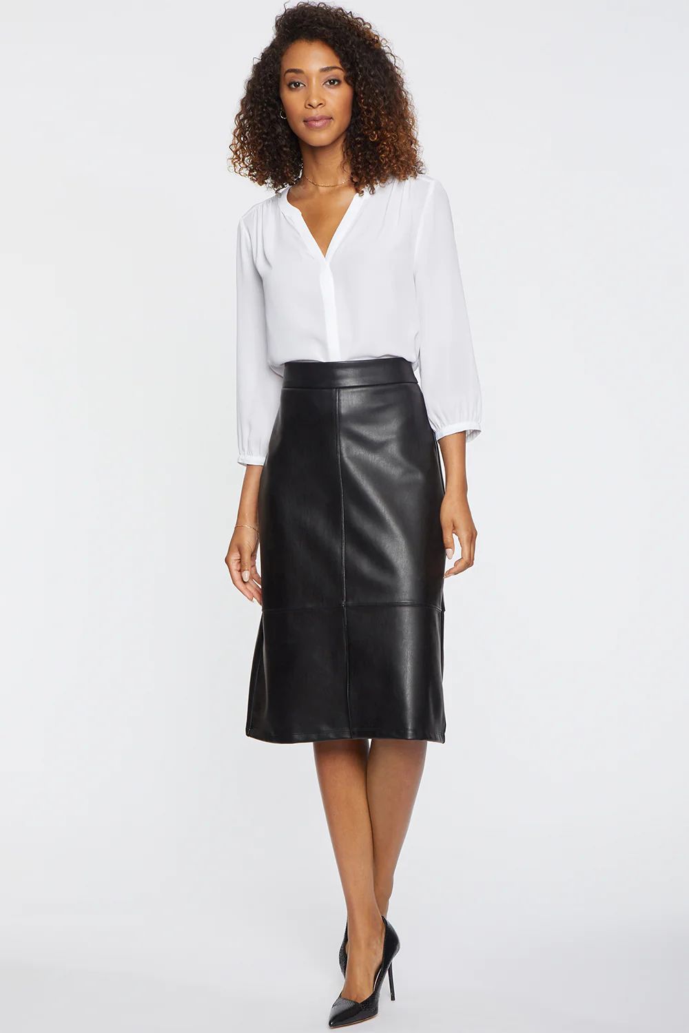 Faux Leather A-Line Skirt - Black | NYDJ