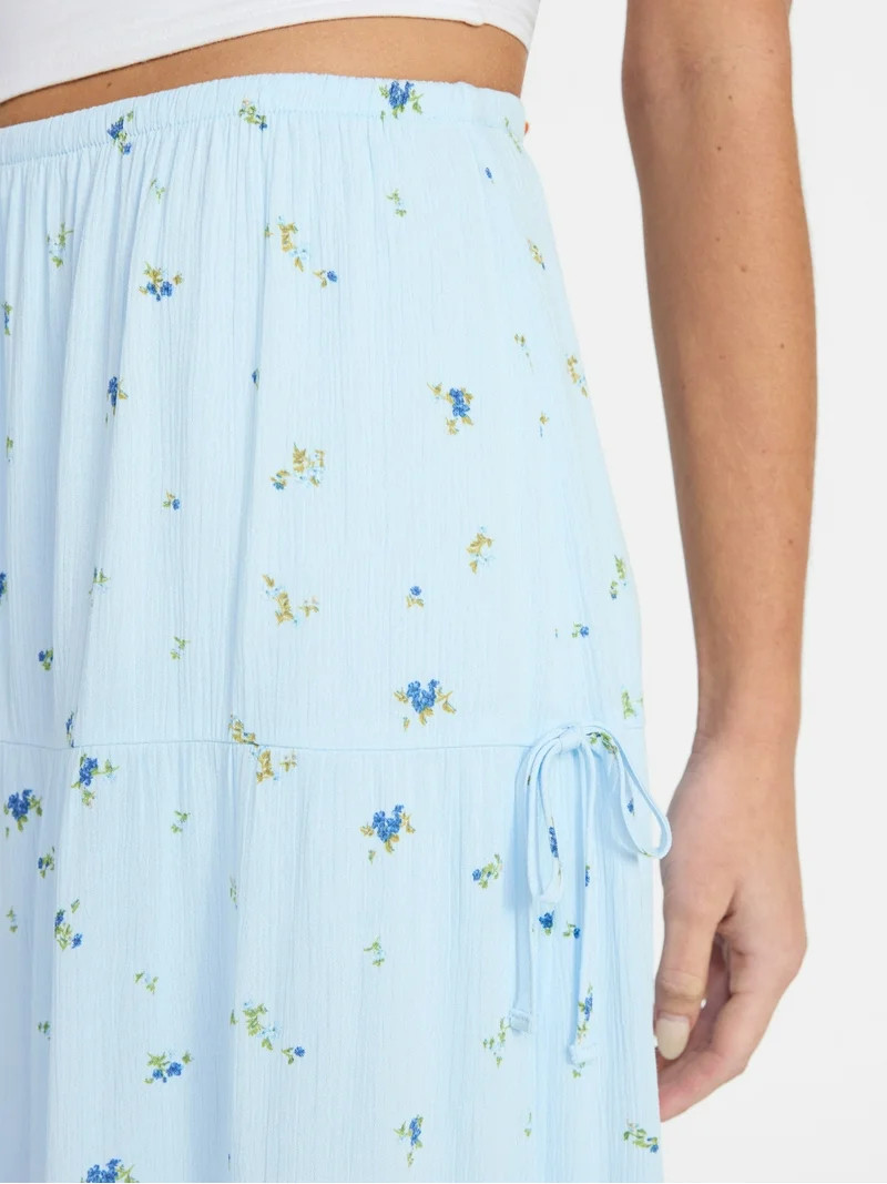 No Boundaries Side Tie Tiered Maxi Skirt, Women's XXS-XXL | Walmart (US)