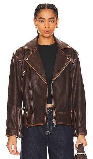 Cat Moto Jacket in Distressed Brown | Revolve Clothing (Global)