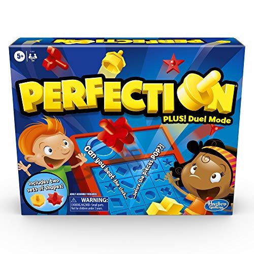 Hasbro Gaming Perfection Game Plus 2-Player Duel Mode Popping Shapes and Pieces Ages 5 and Up (Amazo | Amazon (US)