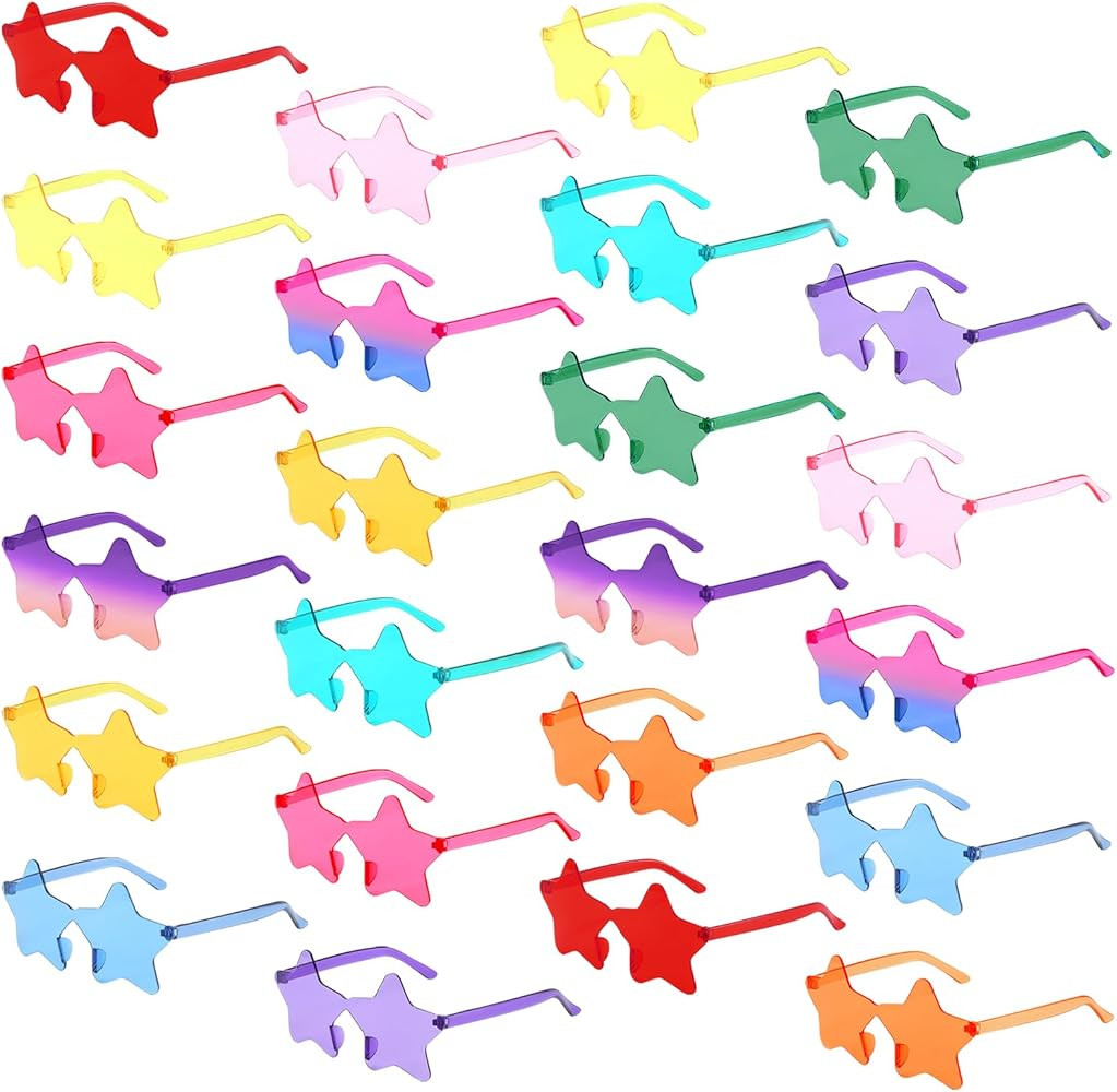 Matcheck 24/48 Heart/Star Shaped Sunglasses Kids Rimless Party Glasses Transparent Colored Funny ... | Amazon (US)