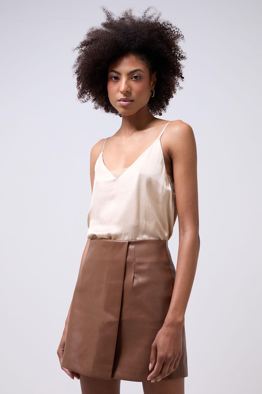 Isis Strappy Lace Detail Cami Top in Beige | iCLOTHING