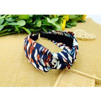 Navy Blue Leopard Print Knotted Headband, Chiffon Headband, Original Boho Headband, Wide Headband, Stylish Fashion Hairband, Headbands For Women | Etsy (US)