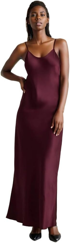 Designer 19 Momme 100% Mulberry Silk V-Neck Sleep Dress Midnight Women's Silk Nightgown Bodycon F... | Amazon (US)