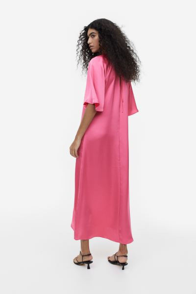 Tie-belt Satin Dress - Pink - Ladies | H&M US | H&M (US + CA)