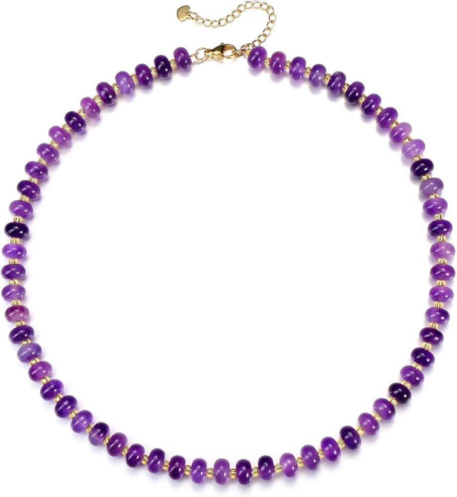 CrystalTears Beaded Gemstone Necklace for Women, Womens Colorful Boho Stone Bead Choker Necklace,... | Amazon (US)