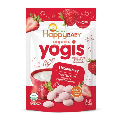 HappyBaby Organic Yogis Strawberry Freeze-Dried Yogurt & Fruit Baby Snacks - 1oz | Target