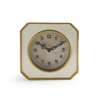 Zentique White and Gold Rounded Square Table Clock PC070 - The Home Depot | The Home Depot