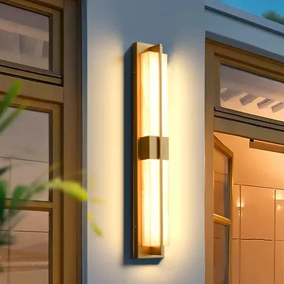 31" Gold LED Outdoor Wall Lighting Modern Waterproof IP65 Outside Wall Sconce for House | Homary
