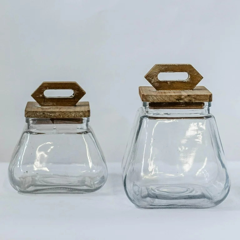 Glass With Wooden Lid Jar - Walmart.com | Walmart (US)