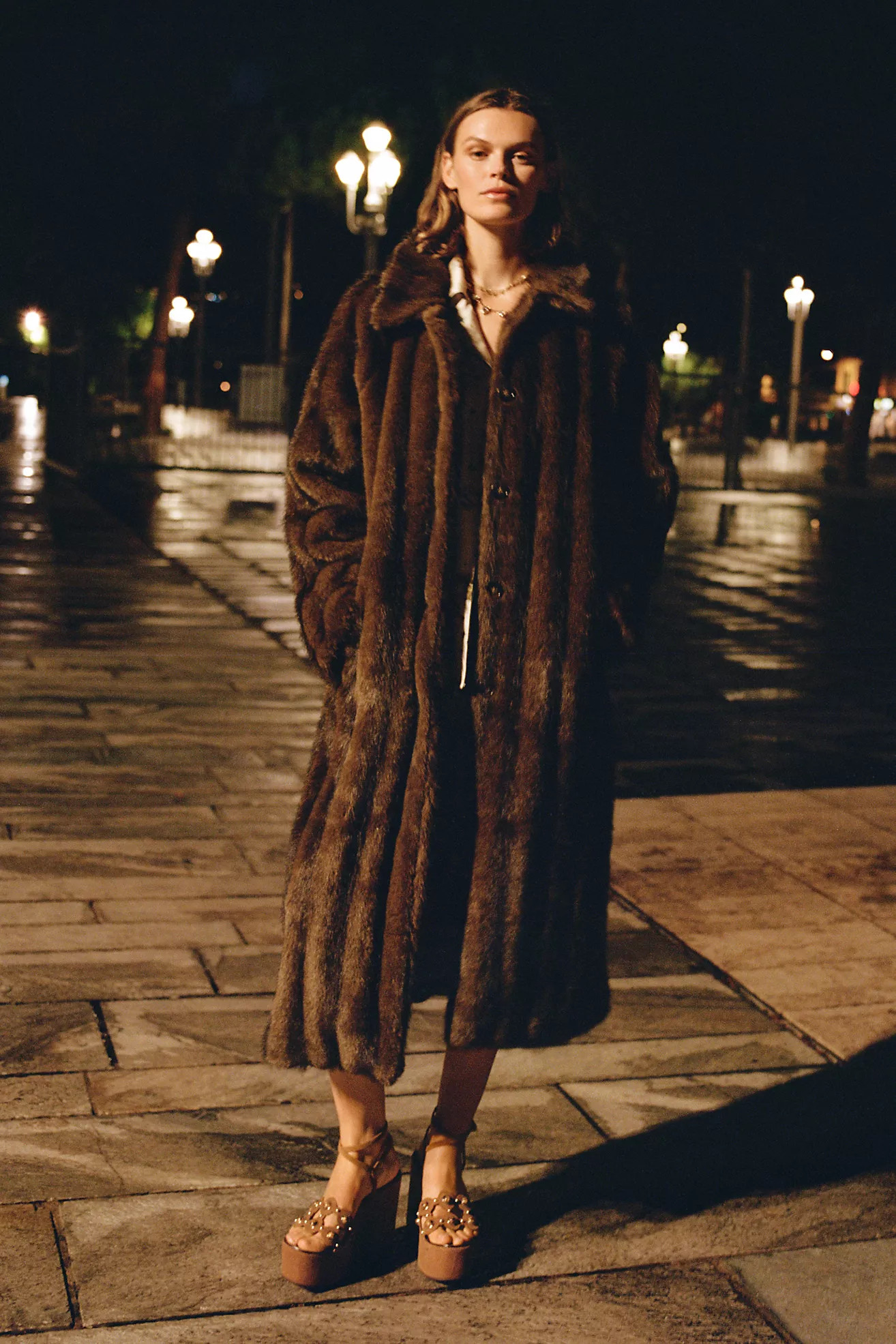 Maeve Faux-Fur Channeled Long Coat | Anthropologie (US)