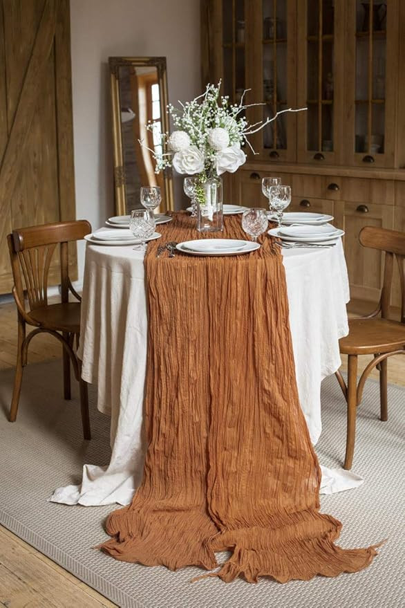 Table Runner 30x135 inches Cheesecloth Tablecloth Set for Romantic Wedding Rustic Boho Style Natu... | Amazon (US)