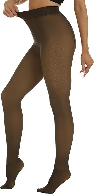 Neufigr Fleece Lined Tights Womens Leggings Thermal Pantyhose Fake Translucent Tights Opaque High... | Amazon (US)