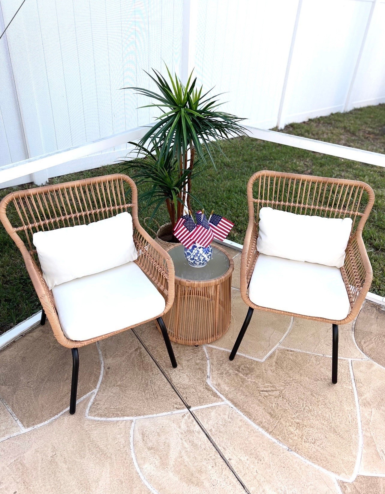 🙌🏼WAYFAIR OUTDOOR PATIO FURNITURE: #ad Looking to refresh your space or add extra seating options to your patio this spring and summer? #wayfair #wayfairfurniture @Wayfair 
  


🙌🏼This outdoor wicker 3-piece bistro set includes 2 patio chairs and a matching table with a tempered glass top. All-weather patio conversation set made from rust and water-resistant pe rattan and powder-coated steel. Outdoor wicker patio furniture set with table & cushions offers you a quiet, cozy space outdoors. Outdoor rattan patio sectional furniture set for any garden, patio, front porch, backyard, pool, or deck. Color: Beige/Yellow

Features:
👉🏼Powder-coated steel frames and PE wicker are rustproof and weather-resistant for long-term use
👉🏼Each seat holds up to 330 lbs; table supports up to 90 lbs
👉🏼Anti-slip foot pads protect floors and add stability
👉🏼Thick sponge cushions offer comfort and support
👉🏼Zippered covers are easy to remove and clean
👉🏼Extended backrest provides full back support
👉🏼Round tempered glass table resists spills and is easy to clean

🙌🏼All three pieces come as a set under $250.

#wayfairhome #wayfairfinds #pooldeck #patio #patiofurniture

#LTKSeasonal #LTKOver40 #LTKSaleAlert #LTKHome #LTKSwim