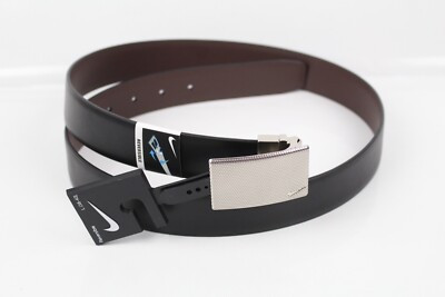 Nike Men's Golf 1.5" Belt Reversible Synthetic Leather Logo Buckle Black Brown | eBay US