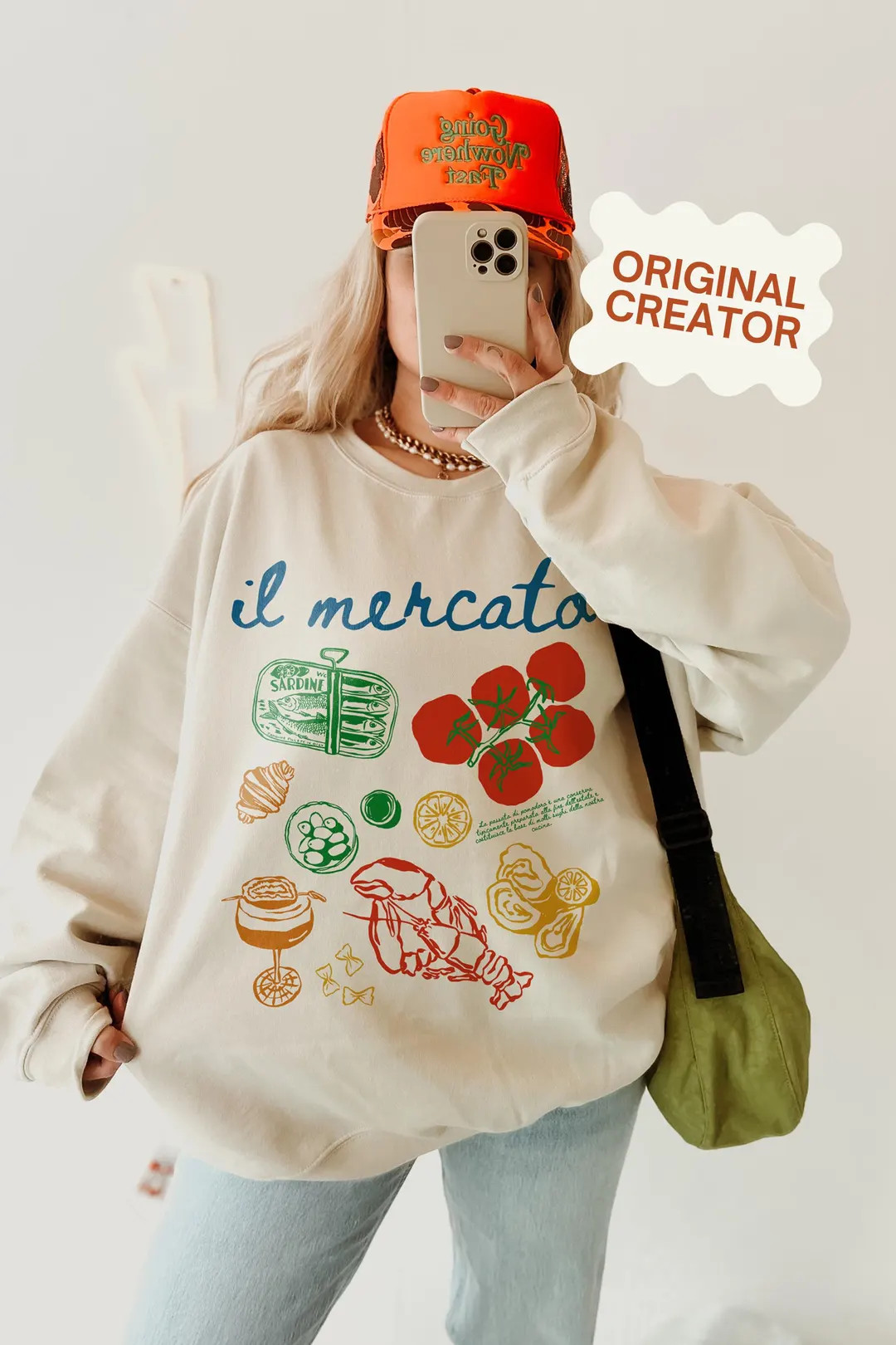 Italian Market Sweatshirt Sardines Sweatshirt Oyster Sweatshirt Lobster Sweater Tomato Girl Summe... | Etsy (US)