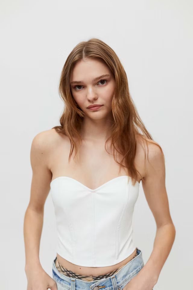 UO Vixen Faux Leather Bustier Top | Urban Outfitters (US and RoW)