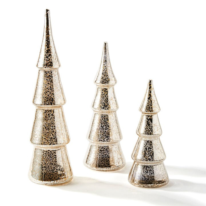 Juniper Glass Trees, Silver - Set of 3 | Lights.com