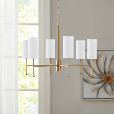 Hampton Hill Plated Gold Gold 6-Light Chandelier with Multi Shade Options | Ashley | Ashley Homestore