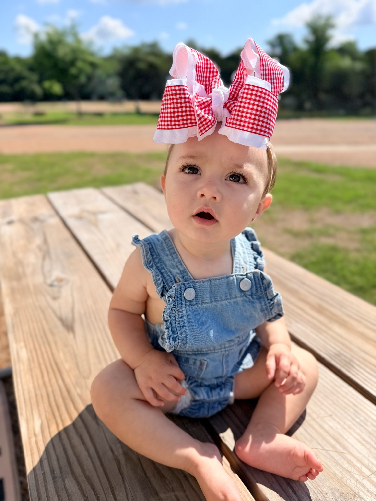 A moment for the denim and gingham 🦋❤️✨

Kara’s Bow Co on FB for the bow! 

#LTKKids #LTKBaby #LTKootd