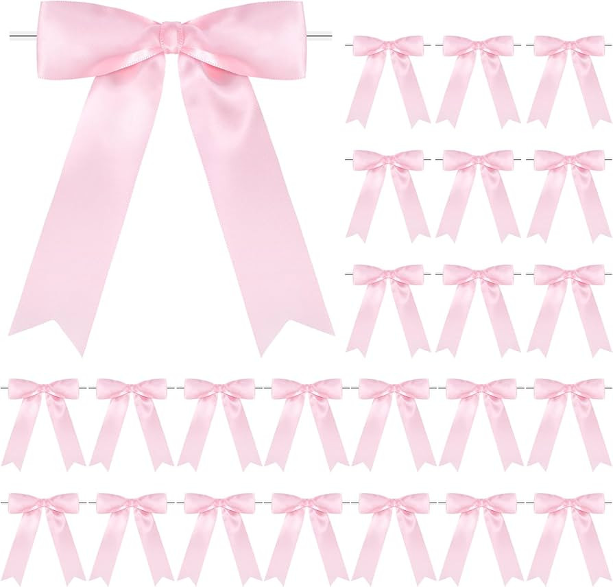 Riceshoot 24 Pcs Satin Ribbon Twist Tie Bows 5x7'' Large Decorating Ribbon Gift Bows Christmas Bo... | Amazon (US)