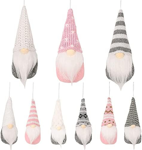 Supzone Christmas Gnomes Tree Hanging Ornaments Set of 9 Swedish Handmade Plush Gnomes Dolls Santa E | Amazon (US)