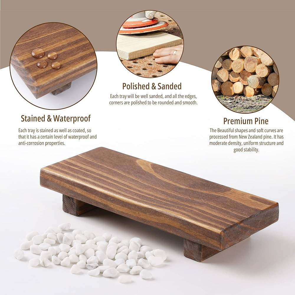 Wood Pedestal Soap Stand, Farmhouse Wood Riser, Soap Dish Holder/Tray Counter Decor for Bathroom Kitchen, Rustic Candle Plant Holder, Display Rectangular Decorative (Antique Walnut) | Amazon (US)