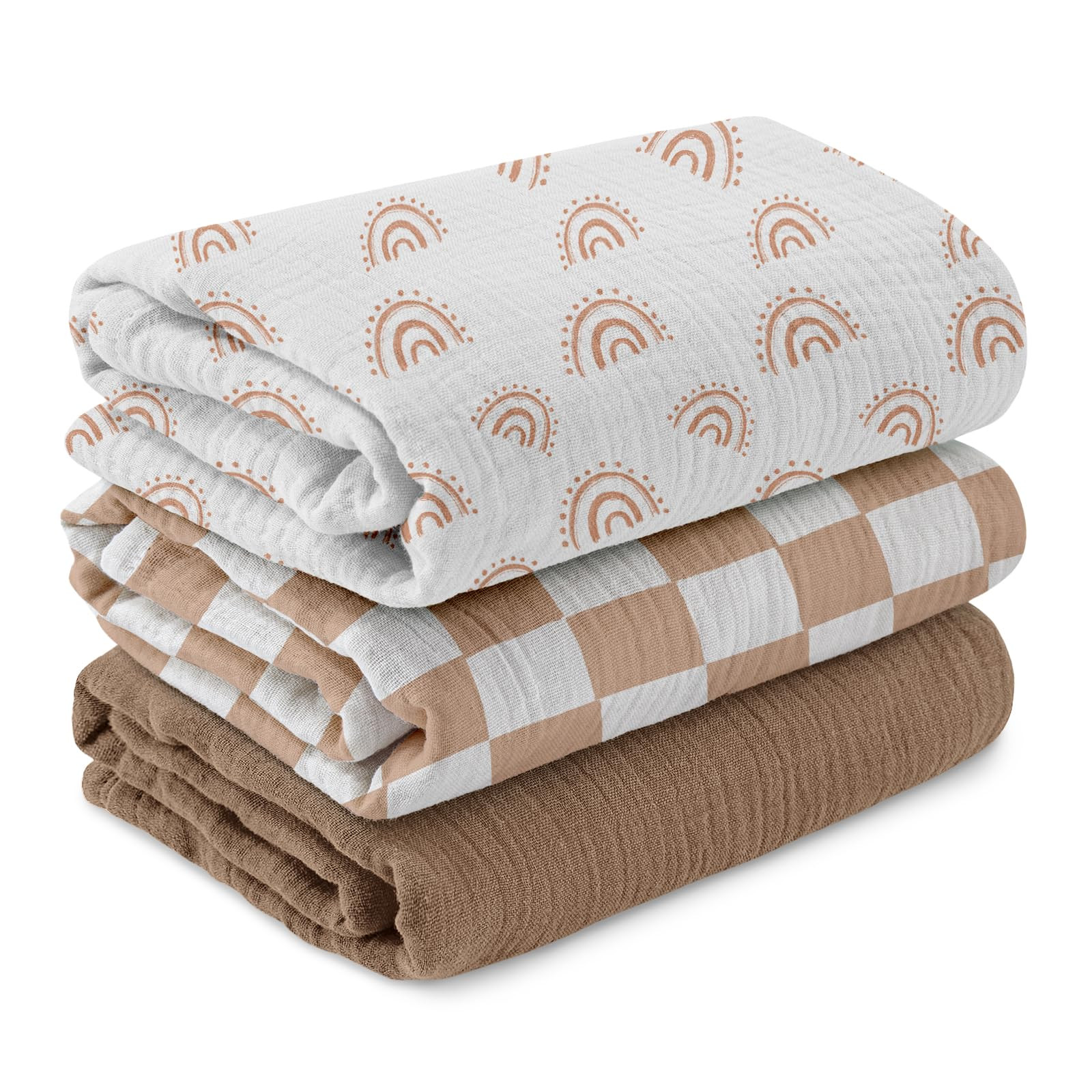 Muslin Swaddle Blankets for Newborn, 3 Pack Breathable Soft Receiving Blanket, Large 38 x 40 inch... | Amazon (US)