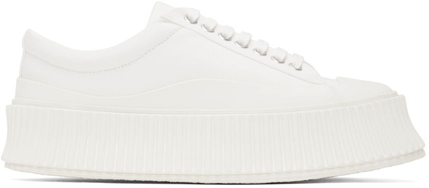 Jil Sander White Canvas Platform Sneakers | SSENSE