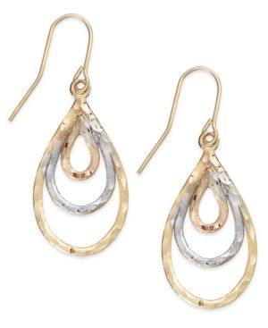 10k Two-Tone Gold Earrings, Multi Pear Diamond Cut Earrings | Macys (US)