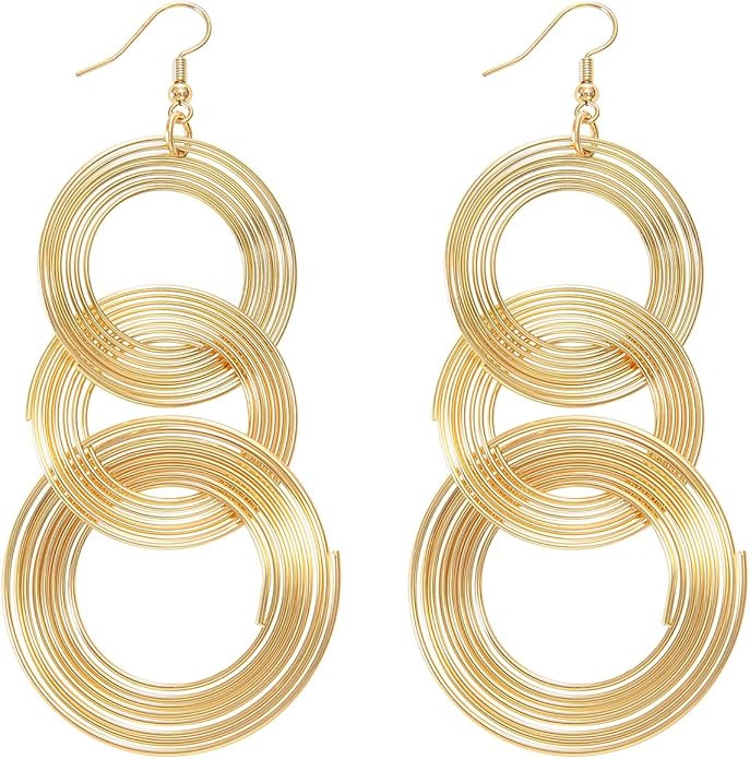 Zealmer Women 16K Gold Plated Long 70s Disco Earrings | Amazon (US)