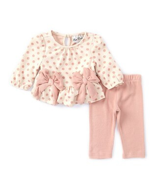 Baby Girls 3-24 Months Long-Sleeve Dotted Double-Knit Tunic Top & Solid Jersey-Knit Hacci Legging... | Dillard's