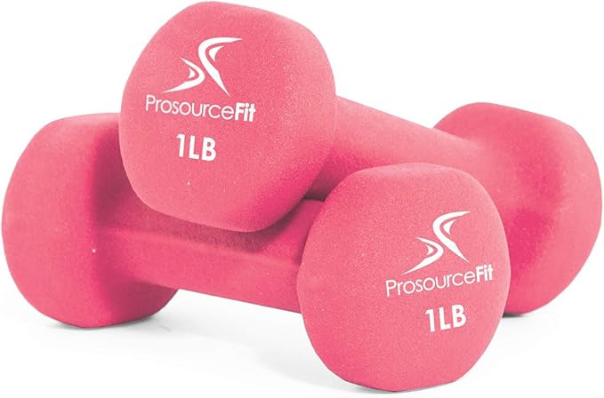 ProsourceFit Set of 2 Neoprene Dumbbell Coated for Non-Slip Grip, Pink-1 lb | Amazon (US)