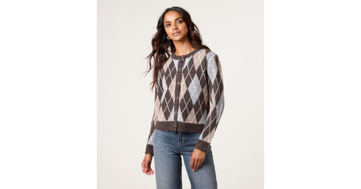 Blue Vanilla Brown Argyle Knit Cardigan | New Look | New Look (UK)