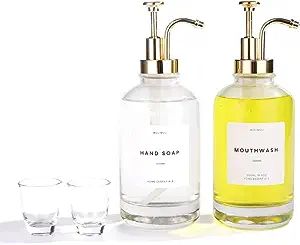 Molimoli Hand Soap Dispenser, Bathroom Soap Dispenser Set, Glass Mouthwash Dispenser, Dish Soap D... | Amazon (US)