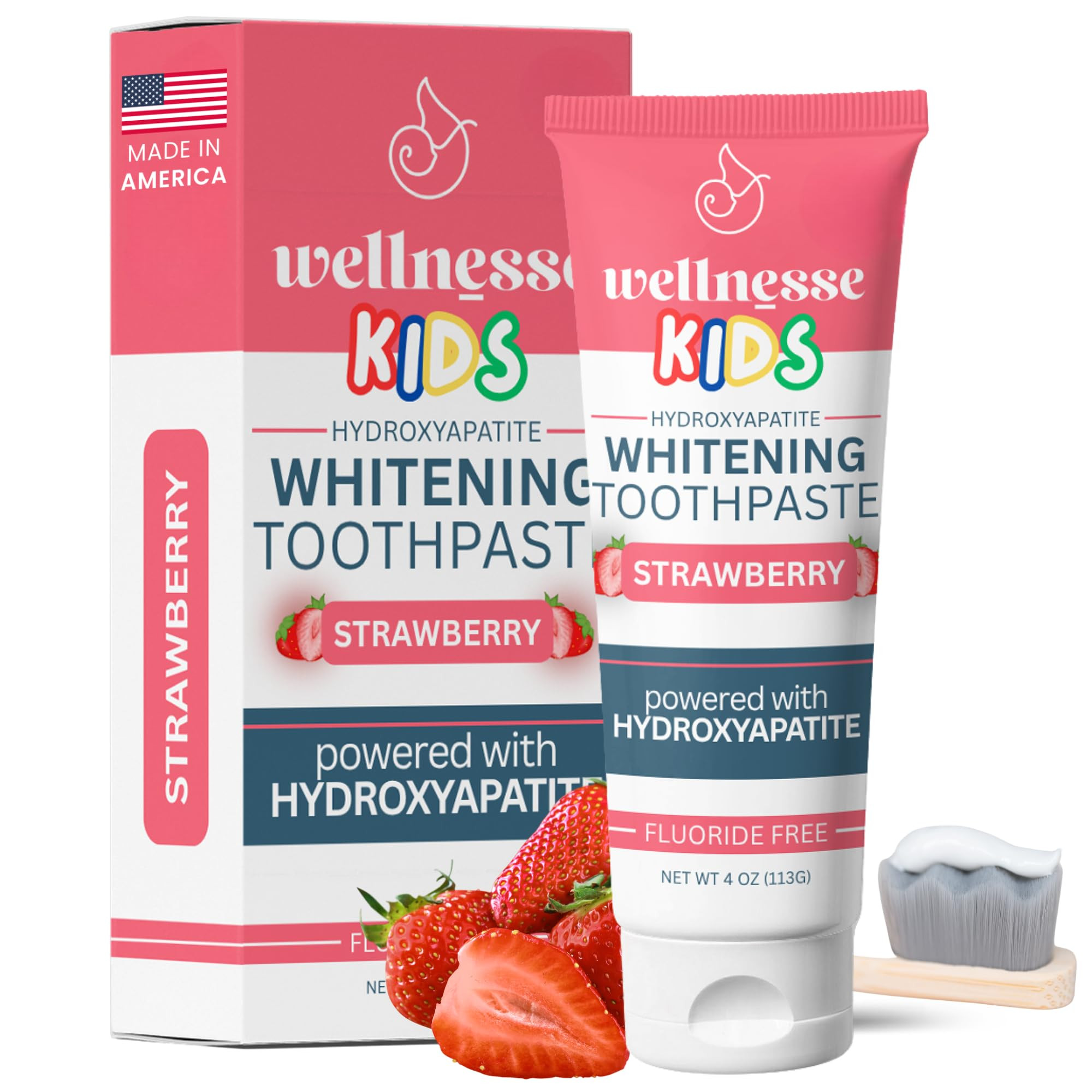 Wellnesse Kids Hydroxyapatite Toothpaste with Xylitol - Fluoride Free Toddler & Kid's Natural Too... | Amazon (US)