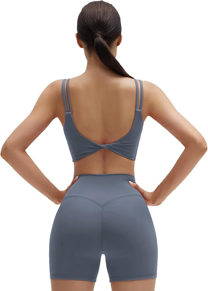 SUUKSESS Womens Workout Set Fitness Yoga Pilates Crop Tank Twist Back Cami High Waisted Tummy Con... | Amazon (US)