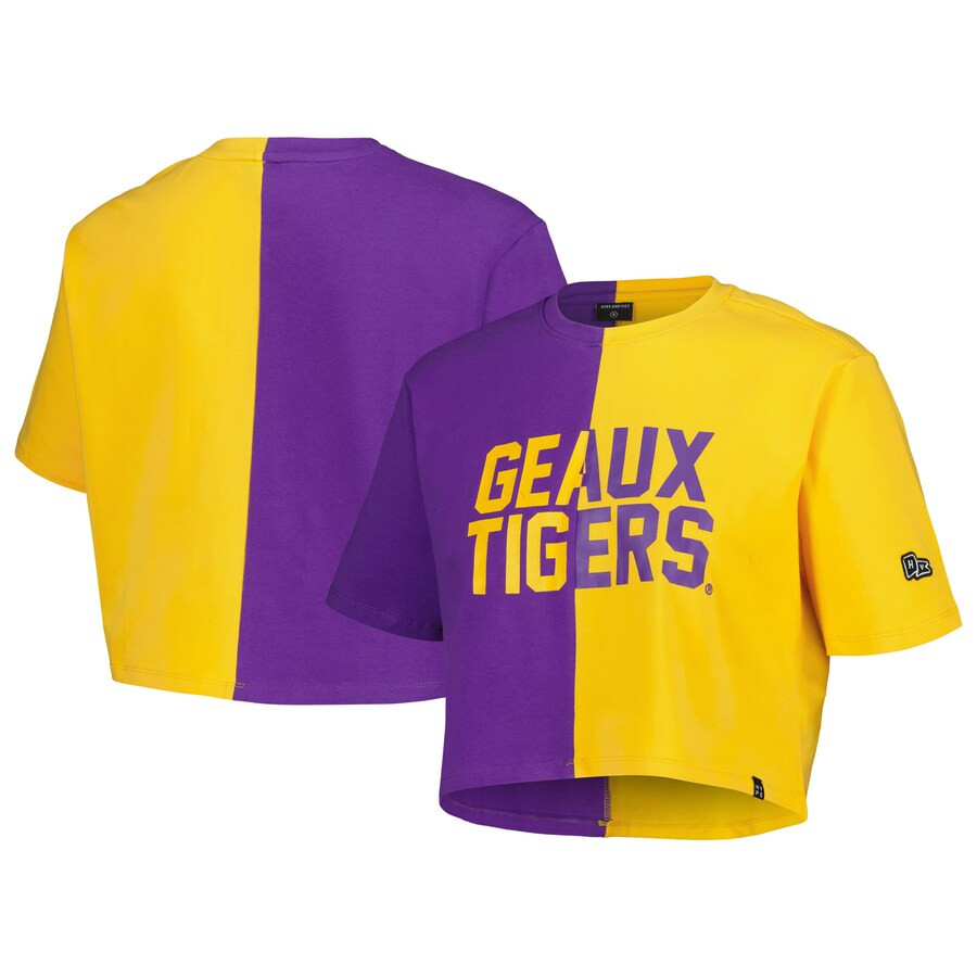 LSU Tigers Hype and Vice Women's Color Block Brandy Cropped T-Shirt - Purple/Gold | Fanatics