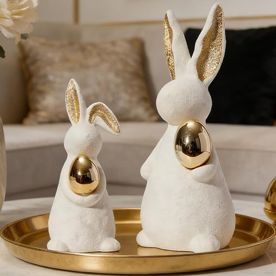 DN DECONATION Easter Decoration Bunny Decor - Easter Spring White Rabbit Sculpture, Ceramic Statu... | Amazon (US)