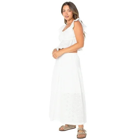 Celebrity Pink Women’s Cotton Tiered Midi Skirt with Lace Trim, Sizes XS-XXL | Walmart (US)
