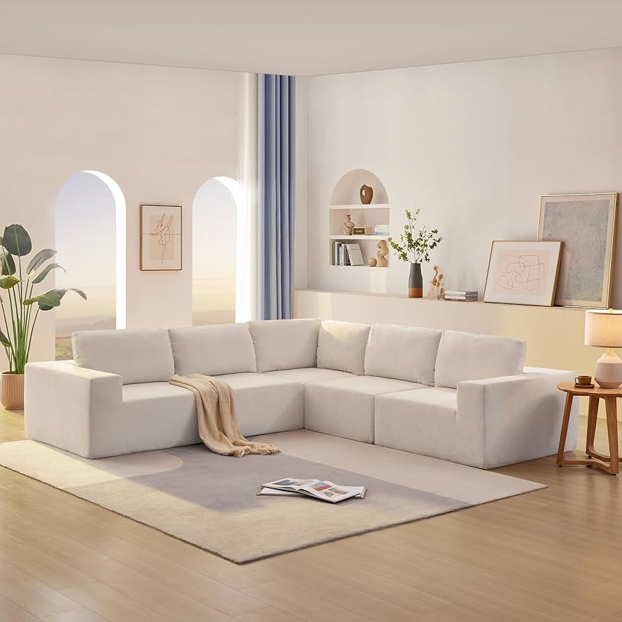 Merax 116" Modular Sectional Sofa, Luxury Floor Couch Set, Chenille Upholstered Indoor Furniture ... | Amazon (US)