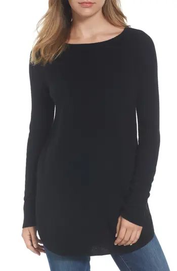 Women's Halogen Shirttail Wool & Cashmere Boatneck Tunic | Nordstrom