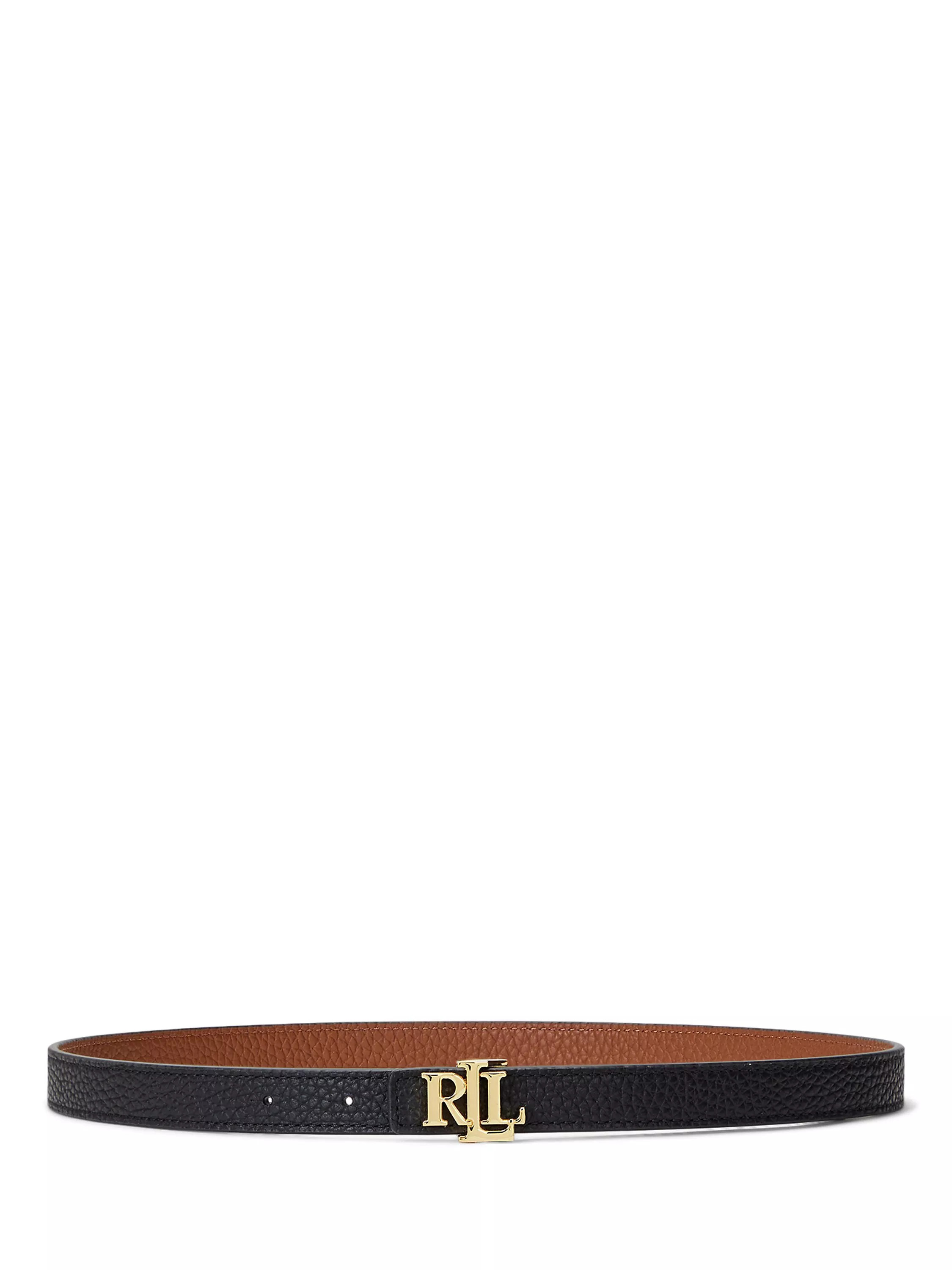 Lauren Ralph Lauren Pebble Leather Reversible Skinny Belt, Black/Tan | John Lewis (UK)