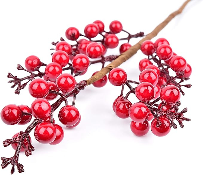 LSKYTOP 4Pc Berry Branches Artificial Red Berry Stems - 18Inch Christmas Holly Berry for Christma... | Amazon (US)