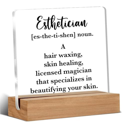 Esthetician Definition Gift, Esthetician Gifts Ideas, Beauty Salon Room Decor Acrylic Sign, 4 x 4 Inches | Amazon (US)